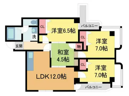 シュロス五月山II(4LDK/2階)の間取り写真