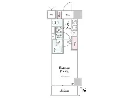 ケーディーエックスレジデンス町田ノース(1K/2階)の間取り写真