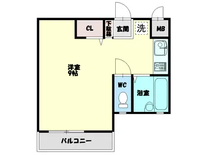 フルハウス(1K/2階)の間取り写真