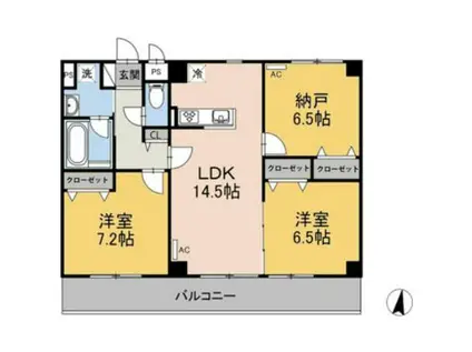 グロリオサ(3LDK/3階)の間取り写真