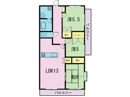 サニーコート上足(3LDK/1階)の間取り写真