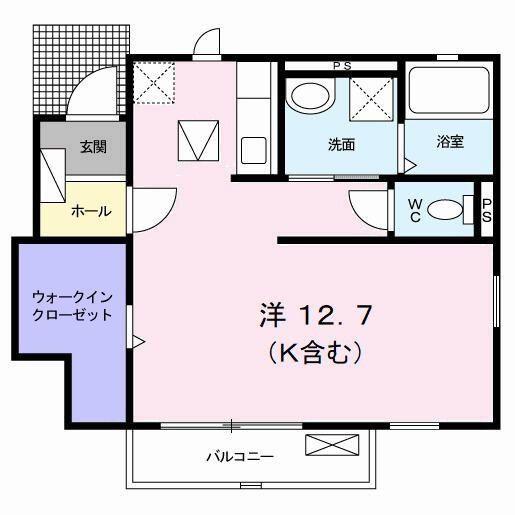 ハーモニーガーデン小文字II(ワンルーム/1階)の間取り写真
