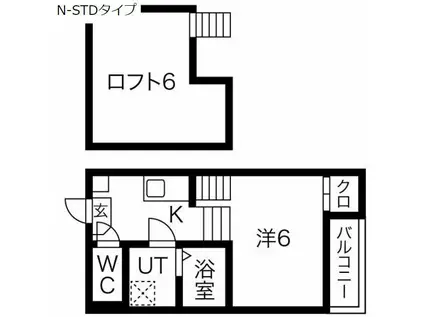 リバーサイド露橋(1K/2階)の間取り写真