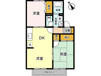 アムール米原 B(2LDK/2階)の間取り写真