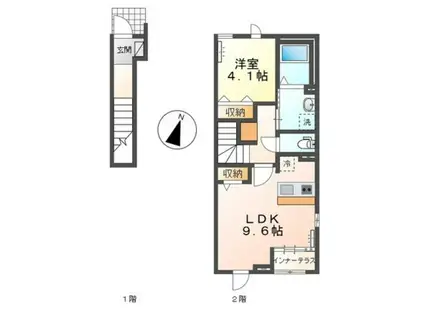 TROIS ETOILES(1LDK/2階)の間取り写真