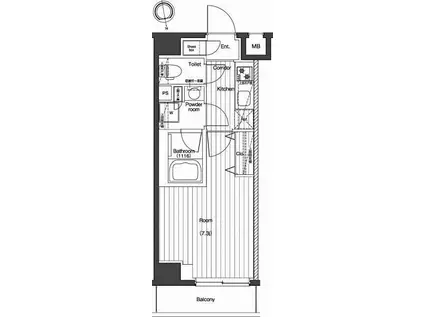 プレミアムキューブジー北新宿(1K/6階)の間取り写真