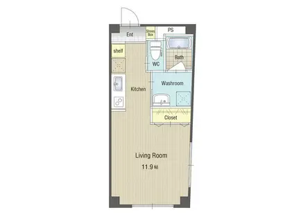 U・TOPIA 11(ワンルーム/2階)の間取り写真