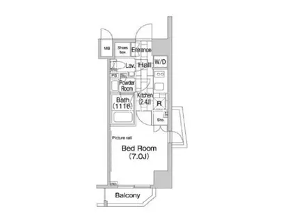 エルスタンザ平河町(1K/7階)の間取り写真