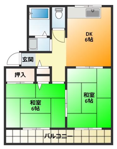 クオリティーコーポ希望(2DK/2階)の間取り写真