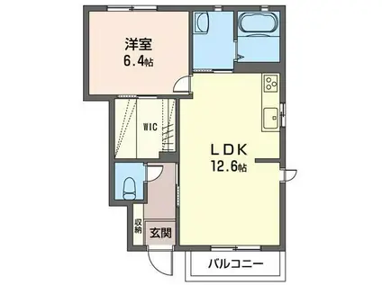 オーク・ロード(1LDK/1階)の間取り写真