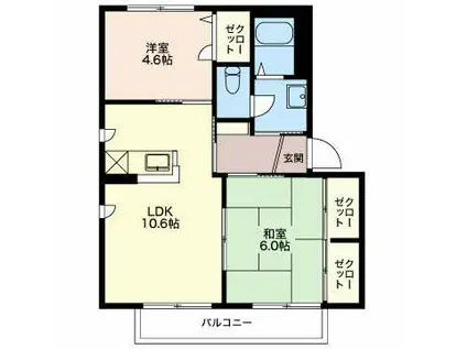 バリュージュトラウムB(2LDK/2階)の間取り写真