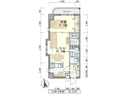 グランデュール一本杉(1LDK/2階)の間取り写真