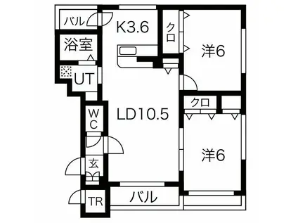 アヴァンセ発寒7・9(2LDK/2階)の間取り写真