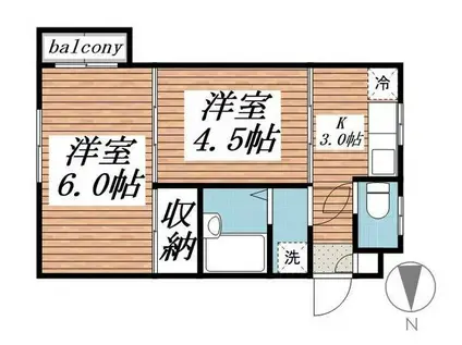 ジュネパレス大和第03(2K/3階)の間取り写真