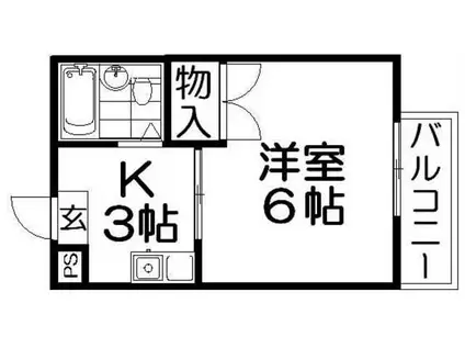 クレール白井(1K/2階)の間取り写真
