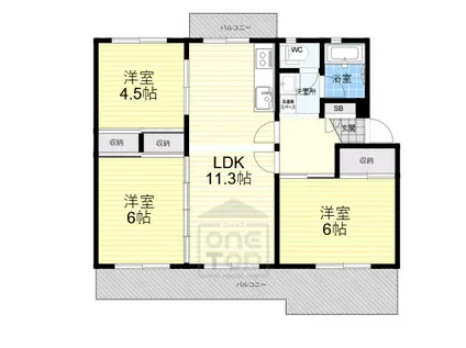 陽和台第33号棟(3LDK/5階)の間取り写真