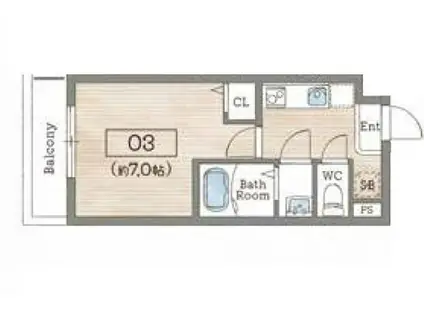 AILE岡場III(1K/3階)の間取り写真