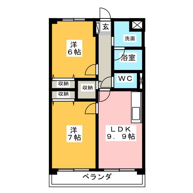シティパル山王台(2LDK/2階)の間取り写真
