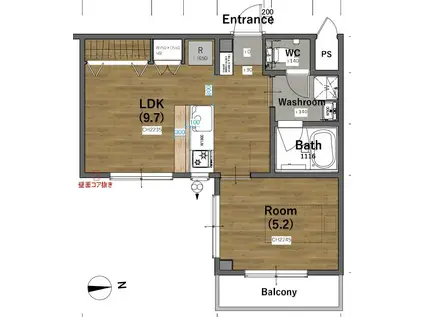 ローズマンション(1LDK/2階)の間取り写真