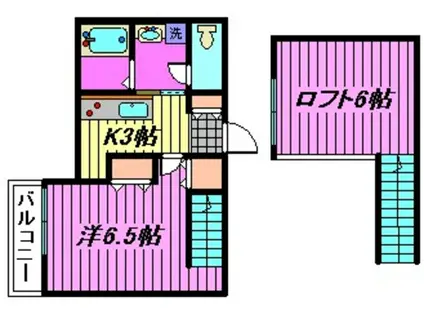 DUO COURT芝下(1K/2階)の間取り写真