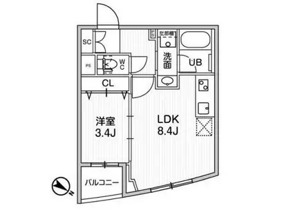 グランデュオ中目黒4(1LDK/1階)の間取り写真