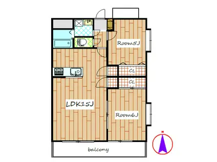 バルパレー城西(2LDK/4階)の間取り写真