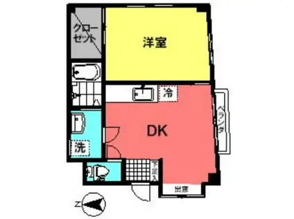 ハイツヤマグチ(1DK/1階)の間取り写真