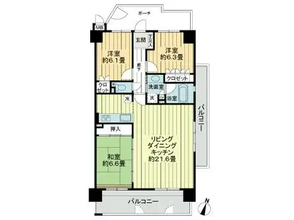 サーパス佐賀駅前(3LDK/4階)の間取り写真