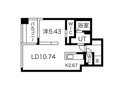 F156(1LDK/7階)の間取り写真