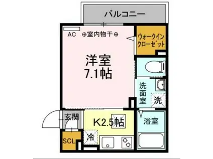 ヒラソル二俣川(1K/2階)の間取り写真