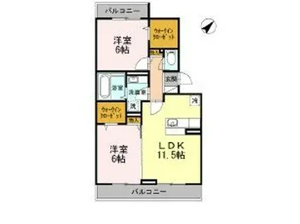 YAMAZAKIコーポラス(2LDK/2階)の間取り写真