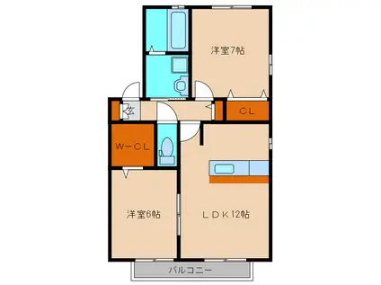 ルミエール・ヴィラC(2LDK/2階)の間取り写真