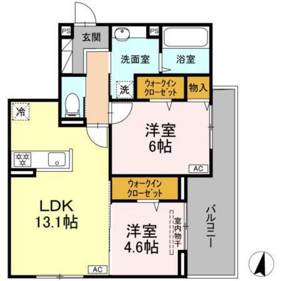 アルカディア中山(2LDK/3階)の間取り写真
