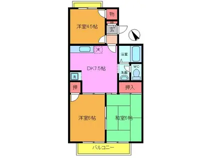 セジュールヨシワ(3DK/2階)の間取り写真