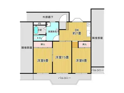 サンライズ城前(3DK/3階)の間取り写真