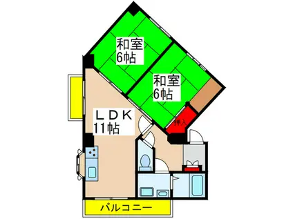 海岸通ビル(2LDK/3階)の間取り写真