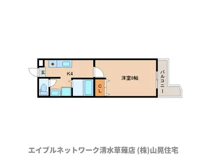 リヴァーストーン馬走北A(1K/2階)の間取り写真