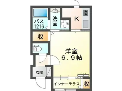 PLACIDE(1K/1階)の間取り写真