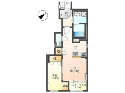 小田渕町2丁目アパート(1LDK/1階)の間取り写真