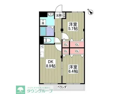 チクマハイツ(2DK/1階)の間取り写真