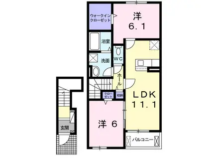 ハーモニーI(2LDK/2階)の間取り写真
