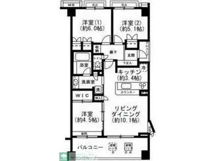 Dクラディア日吉本町(3LDK/3階)の間取り写真
