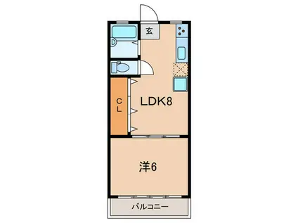 小倉マンション(1LDK/2階)の間取り写真