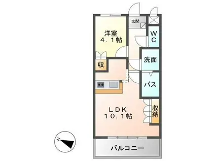 ティアモ(1LDK/2階)の間取り写真