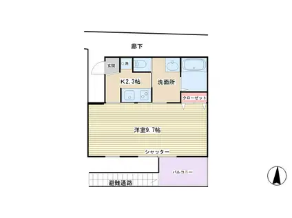 グレイス南馬込(1K/2階)の間取り写真