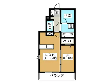 CASA FORESTA C(1LDK/1階)の間取り写真