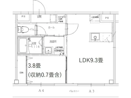 アヴァロン八島町(1LDK/2階)の間取り写真