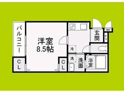 フジパレス堺白鷺III番館(1K/1階)の間取り写真