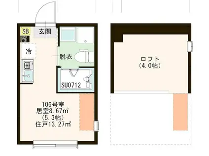 ハーモニーテラス関町北III(ワンルーム/1階)の間取り写真