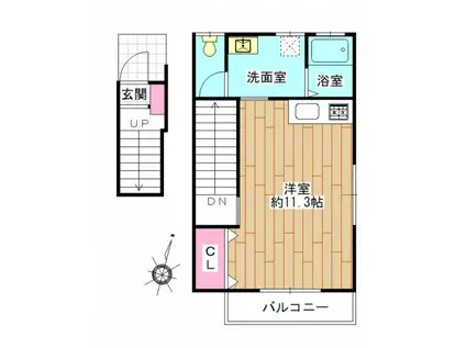 アリエッタ(ワンルーム/2階)の間取り写真